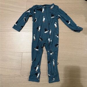Kyte BABY Zippered Romper Puffin Print Kids One Piece - Teal